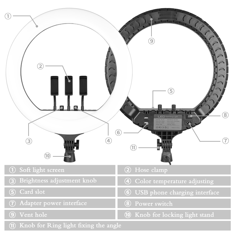 SH 18 Inch Knob Ring Light LED - Photography Lighting Set Up ulasan dan harga