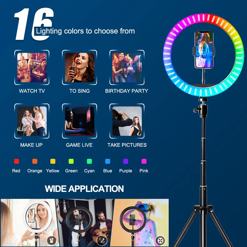 10 Inch RGB Ring Light With Re - Photography Lighting Set Up ulasan dan harga